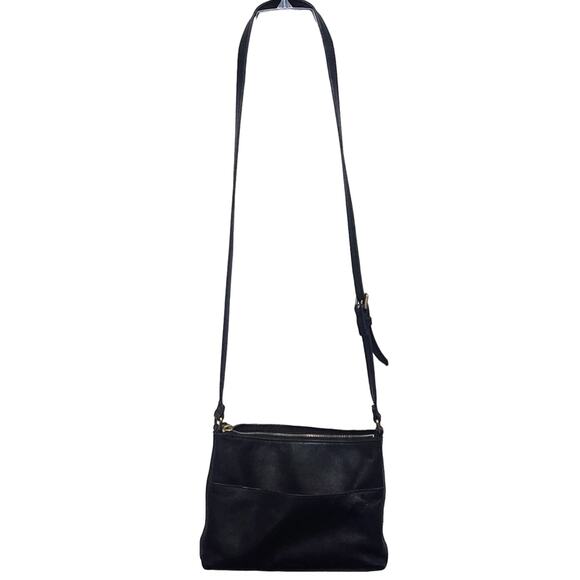 Fossil Fiona Black Pebbled Leather Crossbody/Shoulder Bag Adj Strap Zip + Pocket - Picture 2 of 10